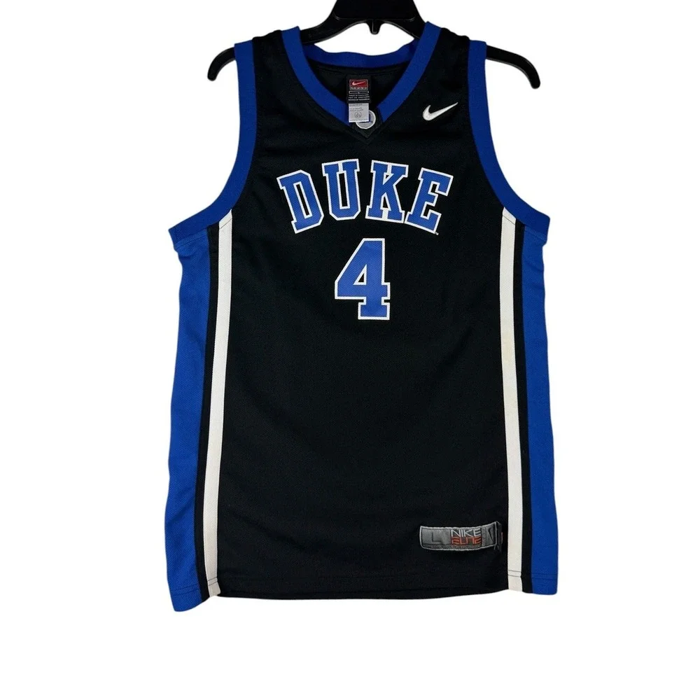 Nike Duke Blue Devils Basketball Jersey Kids Large 16/18 Black Blue Elite #4